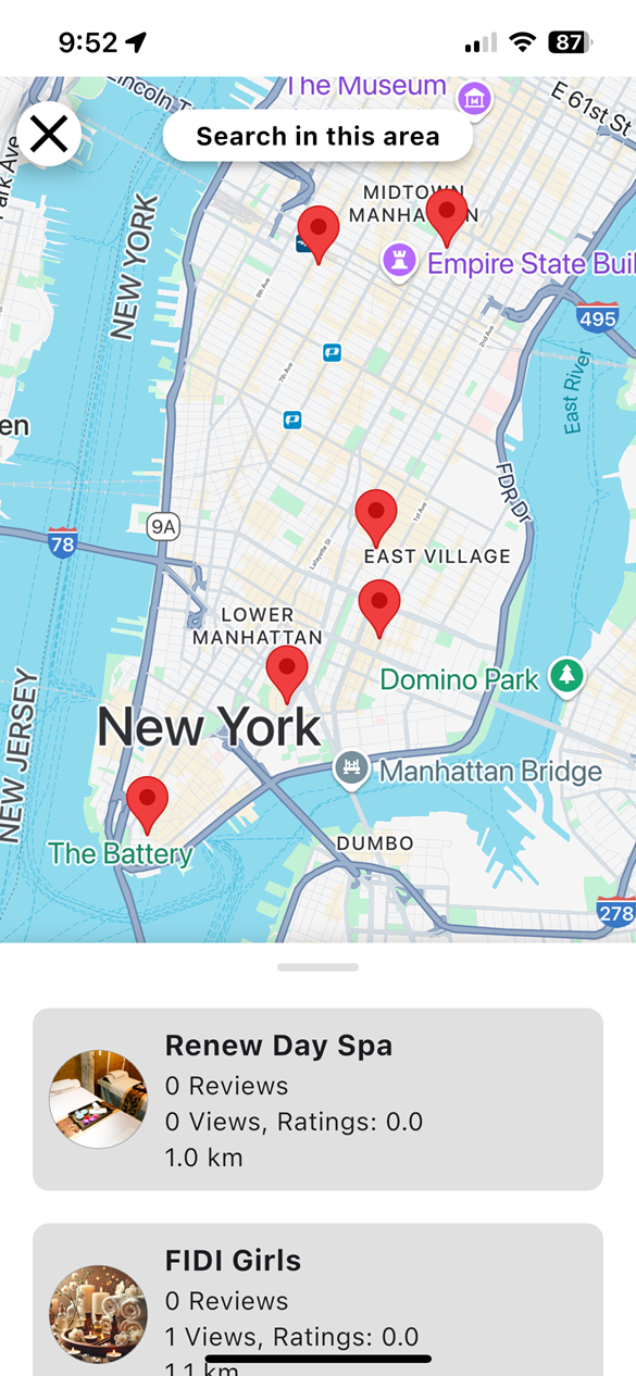 Find places with your GPS shared location